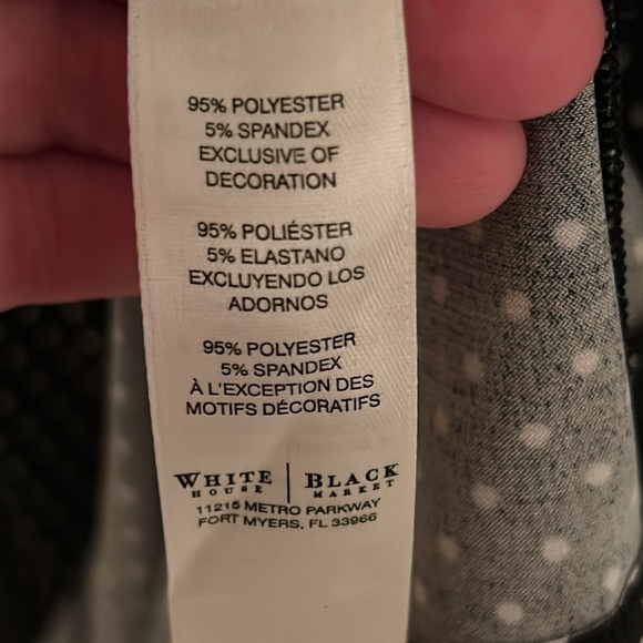 White House Black Market ruffle front V-neck black-& white polkadot top, size S - Picture 4 of 6